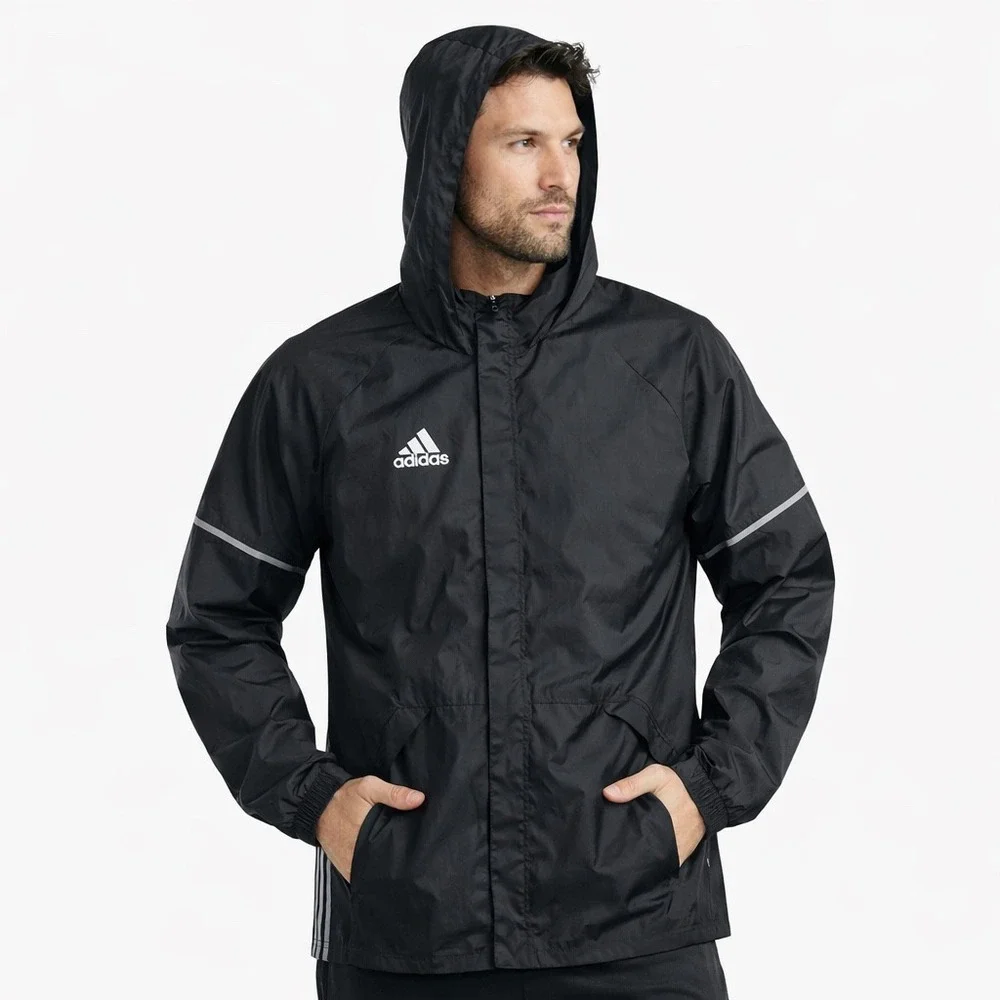 Adidas Condivo 16 Windbreaker‎ Jacket Mens 2XL Black Hooded 2XL Soccer Rain Coat